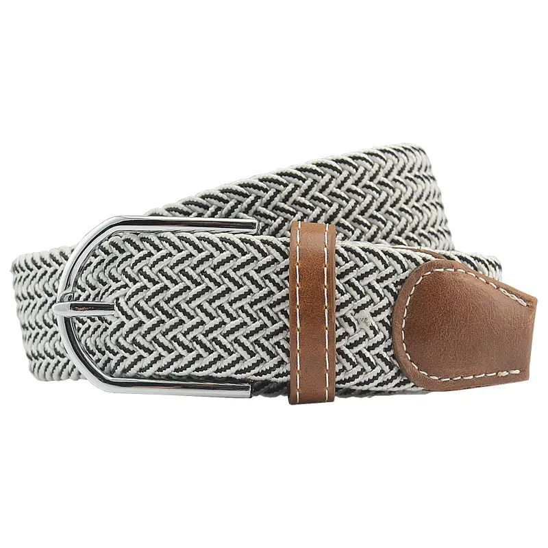 Men's Gray Woven Canvas Belt with Pin Buckle