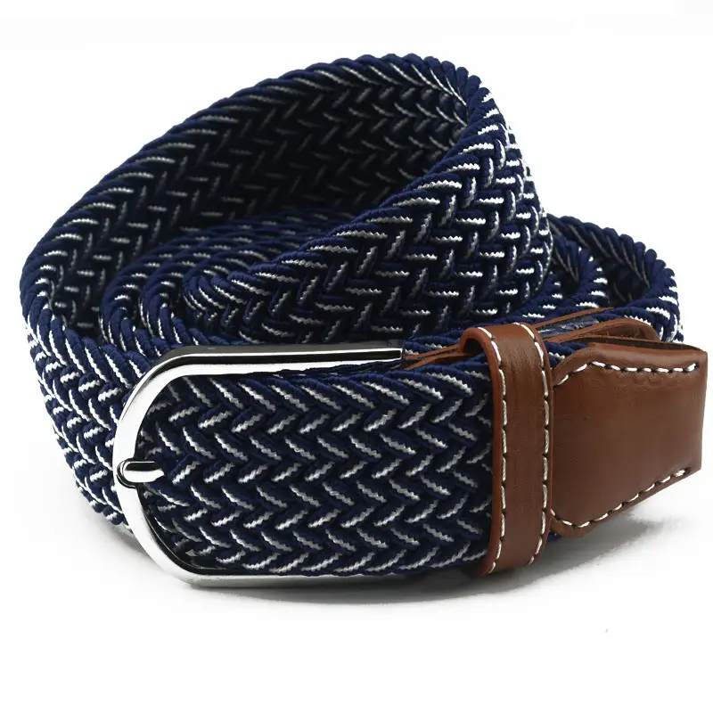 Men's Gray Woven Canvas Belt with Pin Buckle