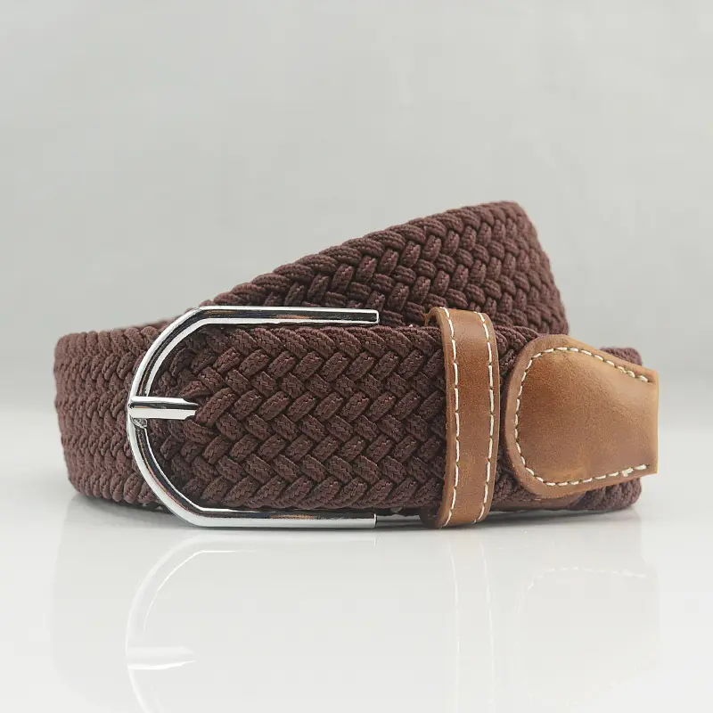 Men's Gray Woven Canvas Belt with Pin Buckle