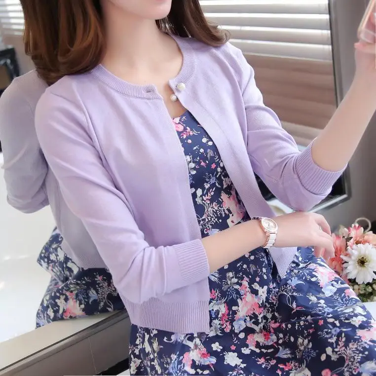 Women Yellow Knitted Cardigan Sun Protection Shawl - Image 11