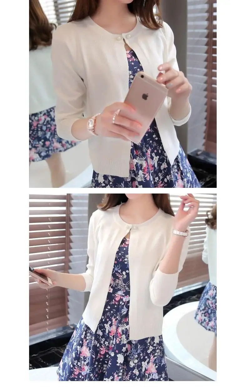 Women Yellow Knitted Cardigan Sun Protection Shawl — feature 17