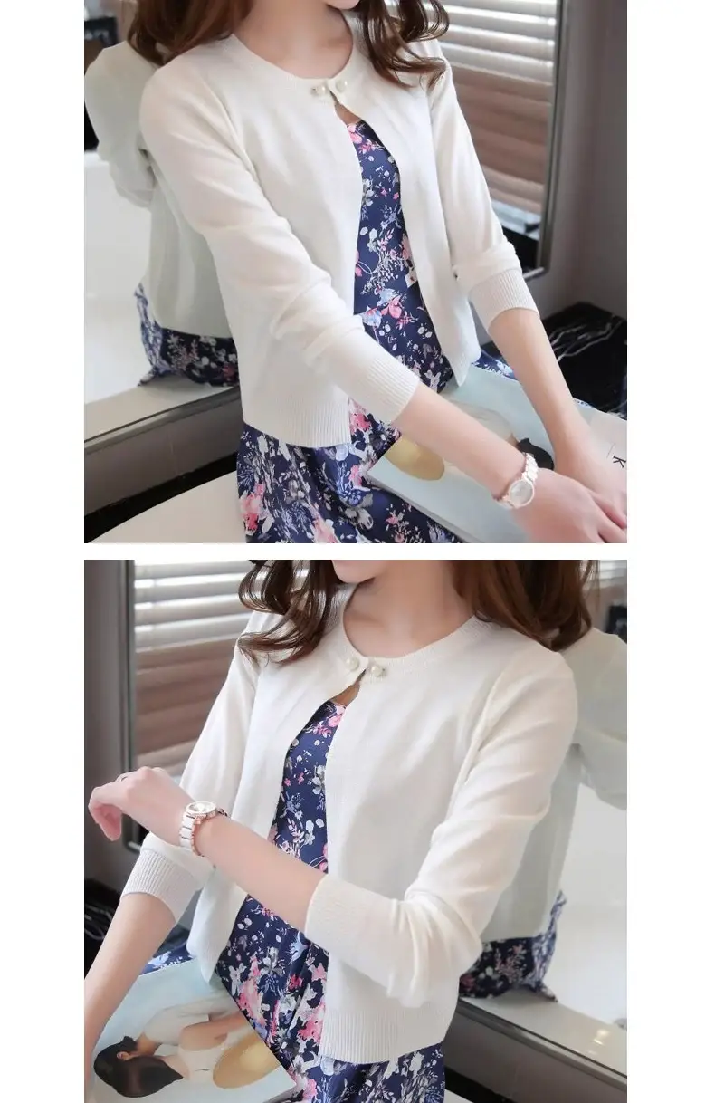 Women Yellow Knitted Cardigan Sun Protection Shawl — feature 18