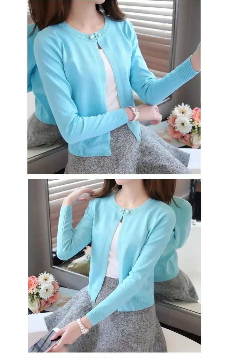 Women Yellow Knitted Cardigan Sun Protection Shawl — feature 28