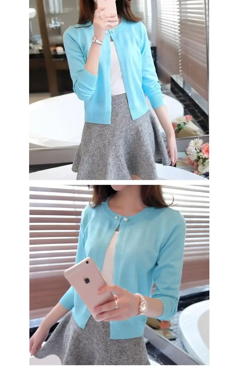 Women Yellow Knitted Cardigan Sun Protection Shawl — feature 29