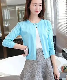 Women Yellow Knitted Cardigan Sun Protection Shawl - Image 5