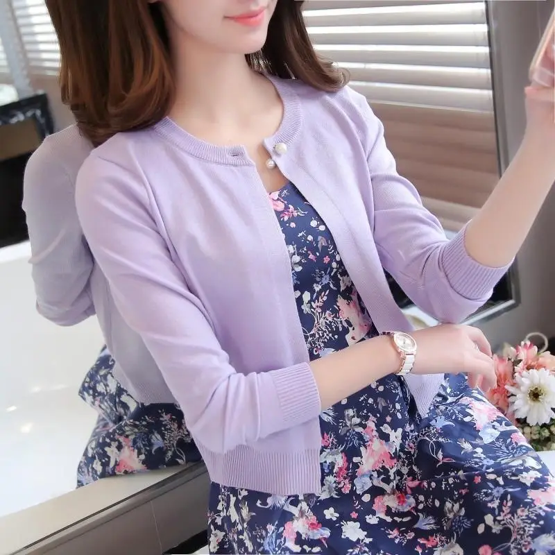 Women Yellow Knitted Cardigan Sun Protection Shawl - Image 8