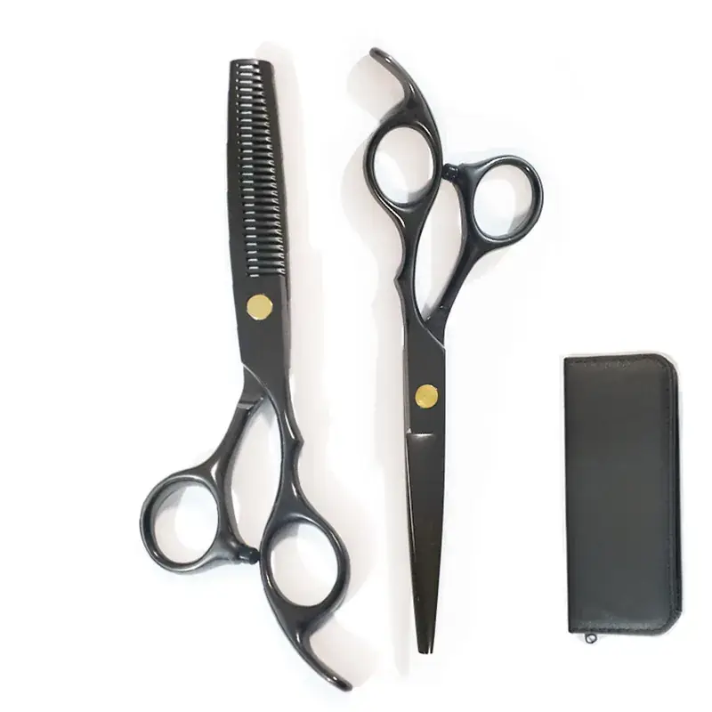 Black Haircut Scissors Set with Thinning Tool - Image 4