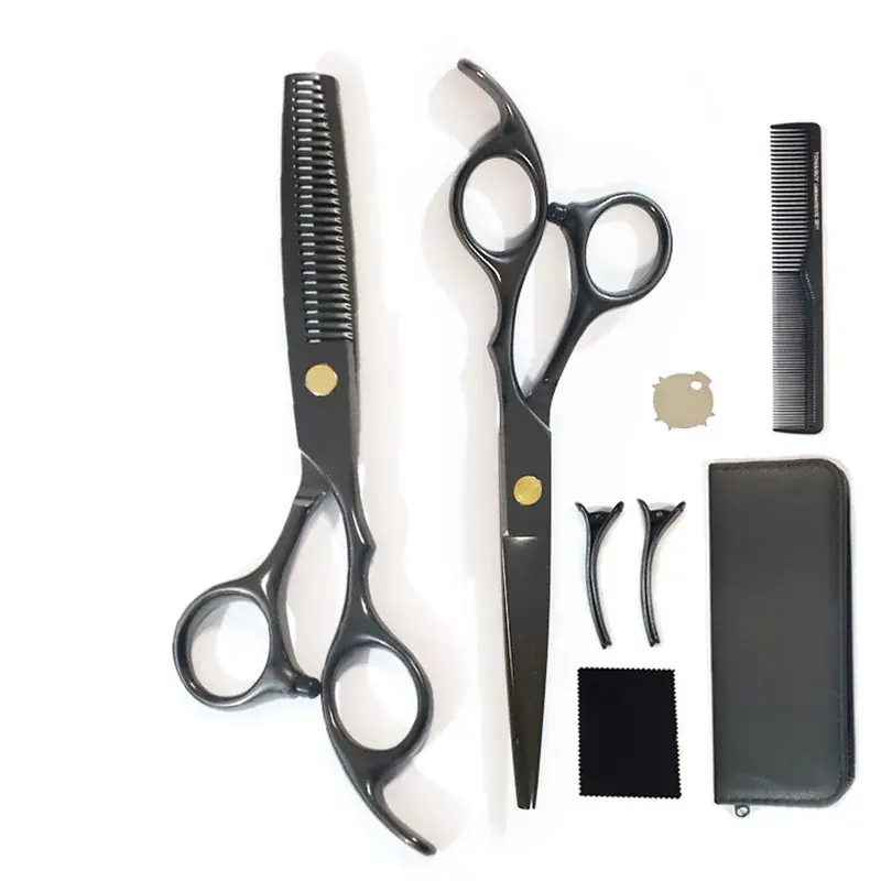 Black Haircut Scissors Set with Thinning Tool - Image 3
