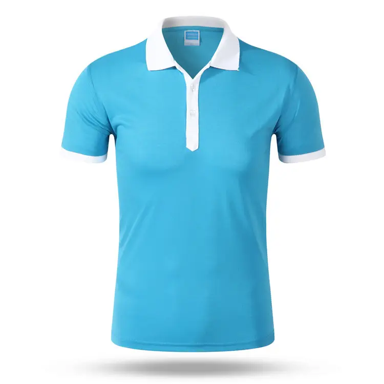 Men's White Polo T-Shirt with Blue Trim — feature 4
