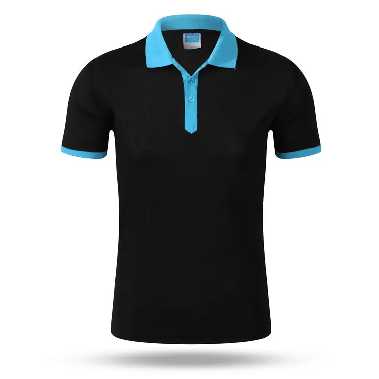 Men's White Polo T-Shirt with Blue Trim — feature 6