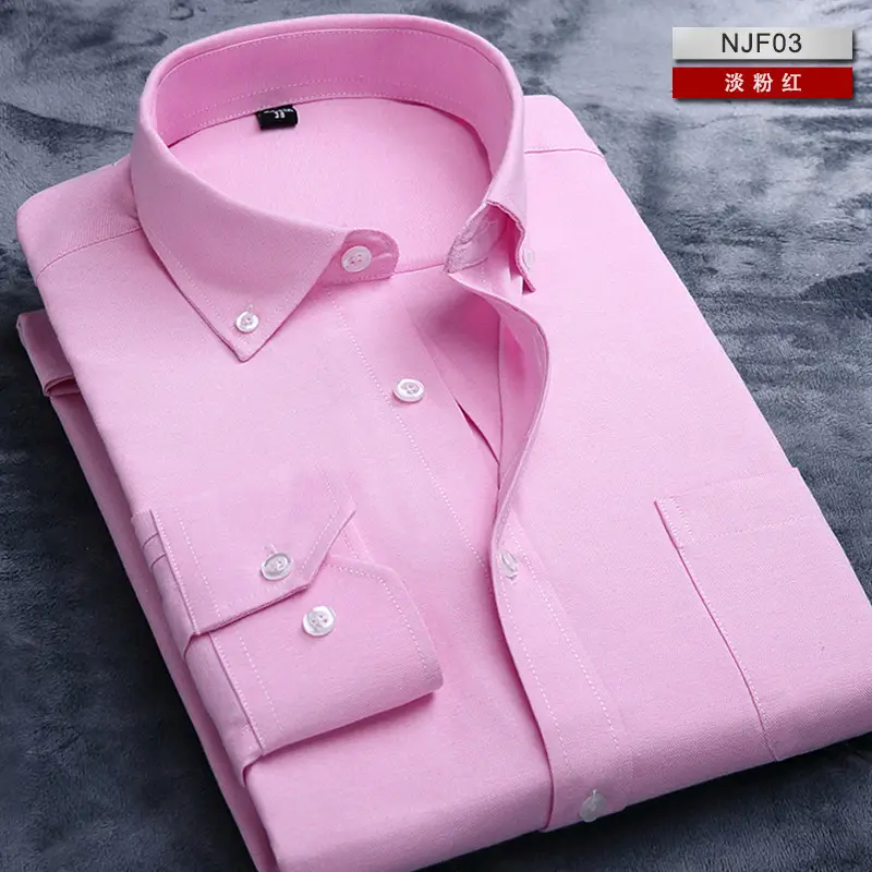 Men's Pink Oxford Slim Fit Long Sleeve Shirt - Image 12