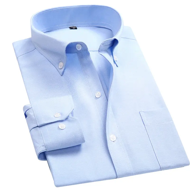 Men's Pink Oxford Slim Fit Long Sleeve Shirt - Image 14