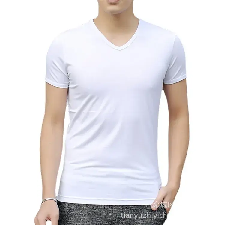 Men's Deep Blue Short Sleeve T-Shirt Modal Slim Fit Large