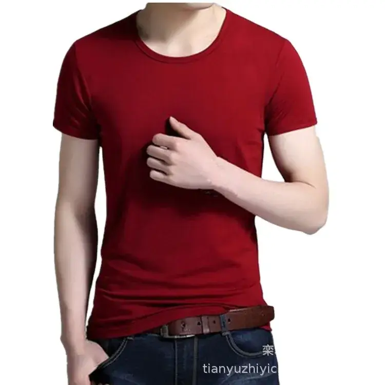 Men's Deep Blue Short Sleeve T-Shirt Modal Slim Fit Large