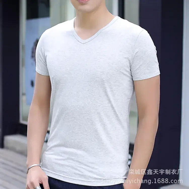 Men's Deep Blue Short Sleeve T-Shirt Modal Slim Fit Large