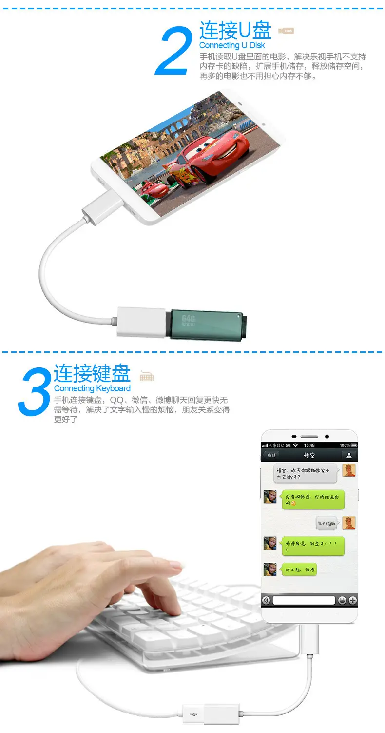 USB OTG Cable with Micro & TYPE-C Ports — feature 18