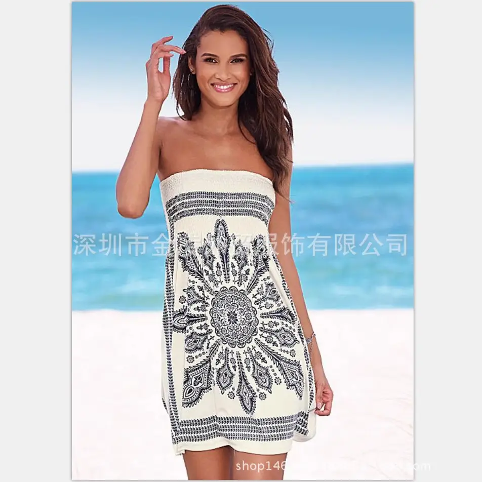 Candy Color Printed Chest Wrap Dress for Women - Image 44