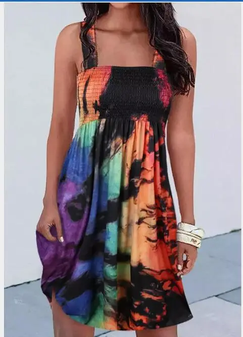 Candy Color Printed Chest Wrap Dress for Women — feature 17