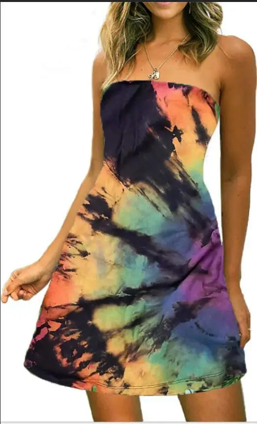 Candy Color Printed Chest Wrap Dress for Women — feature 19