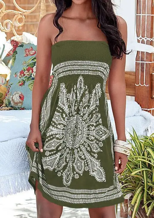 Candy Color Printed Chest Wrap Dress for Women — feature 95