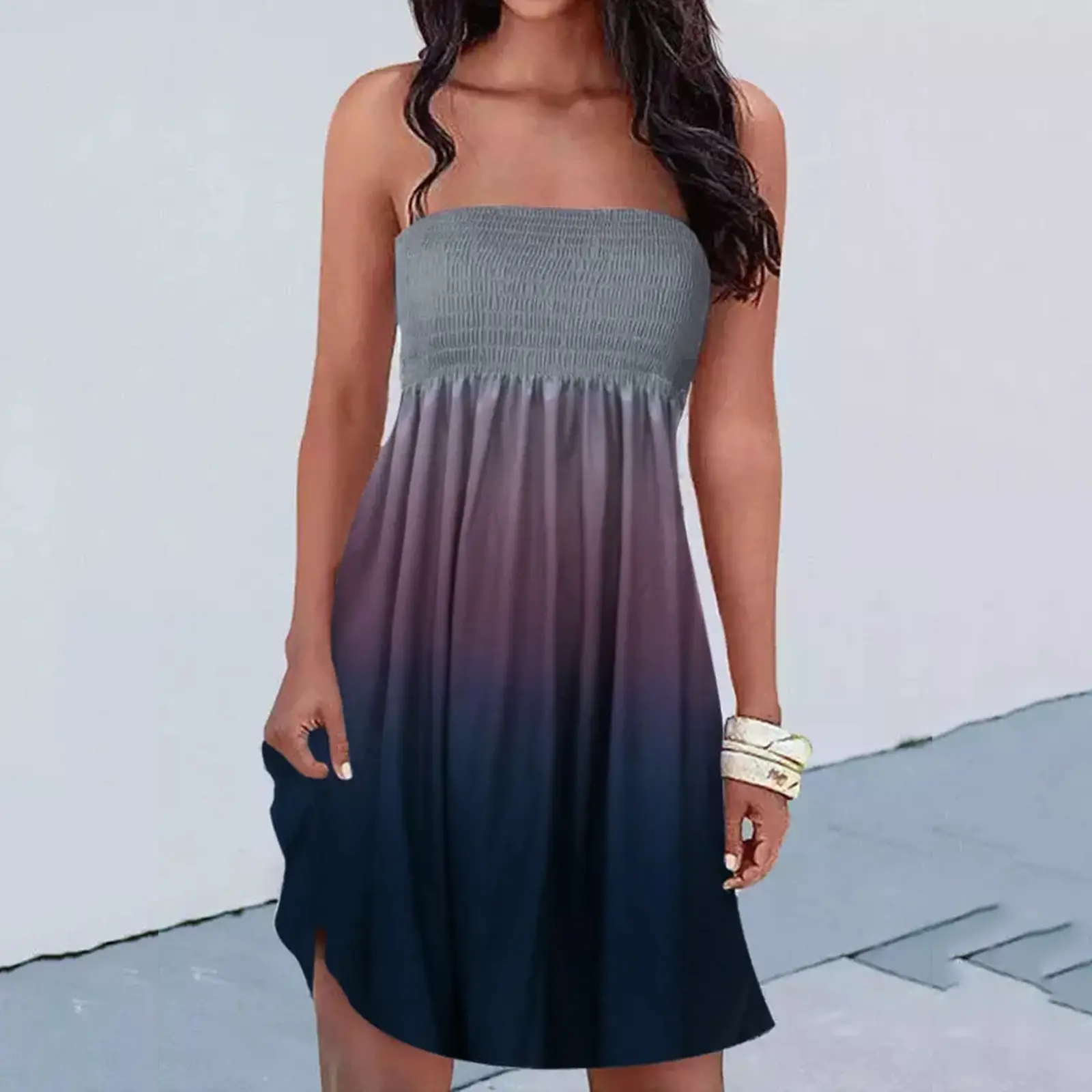 Candy Color Printed Chest Wrap Dress for Women - Image 23