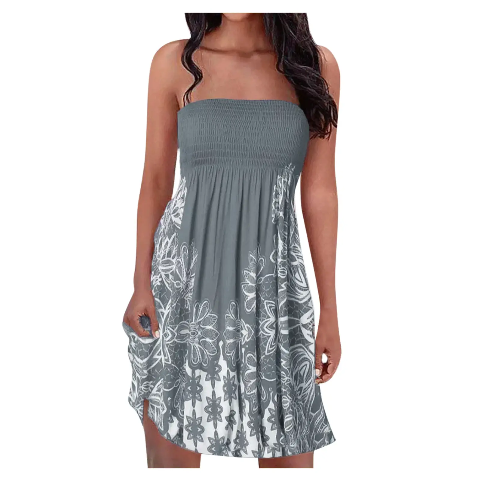 Candy Color Printed Chest Wrap Dress for Women - Image 33
