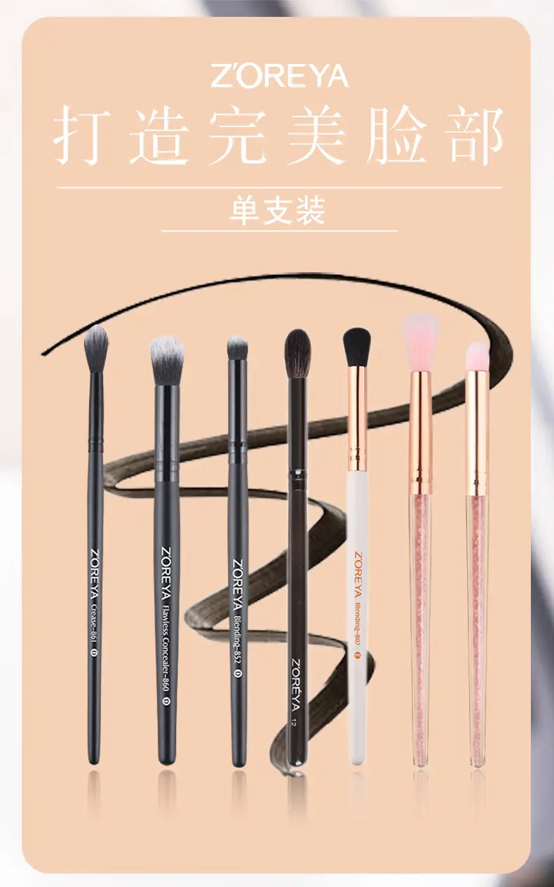 Black Wooden Handle Makeup Brush for Blending Eyeshadow — feature 1