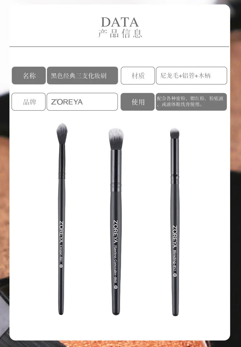 Black Wooden Handle Makeup Brush for Blending Eyeshadow — feature 2