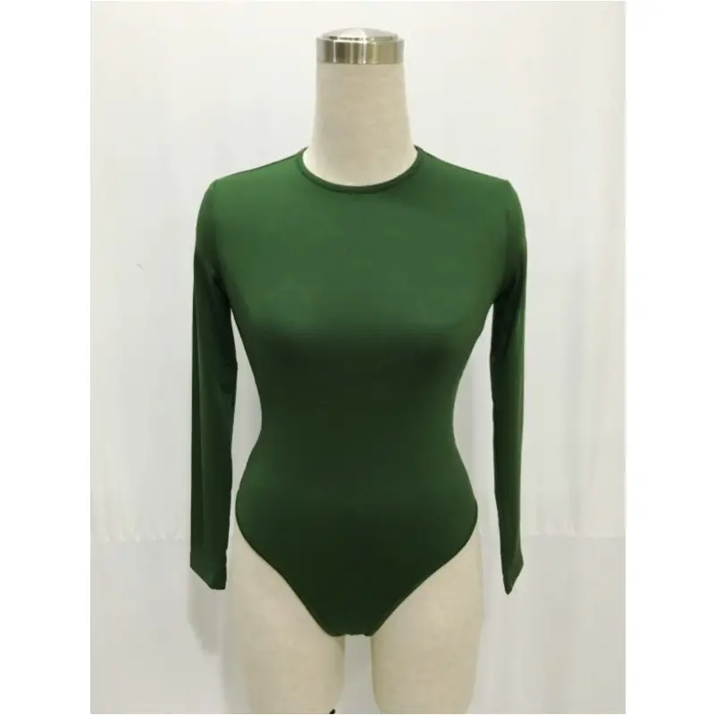Green Long Sleeve Base Jumpsuit for Women - Image 6