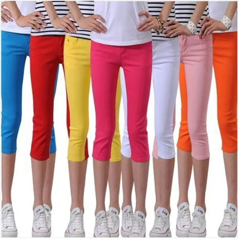 Women Capri Jeans Blue Korean Style Slimming Pencil Pants