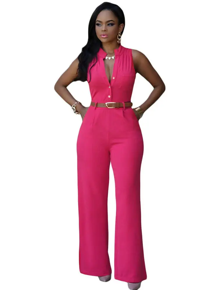 Black High-Waisted Wide-Leg Pants with Belt Single-Breasted Top
