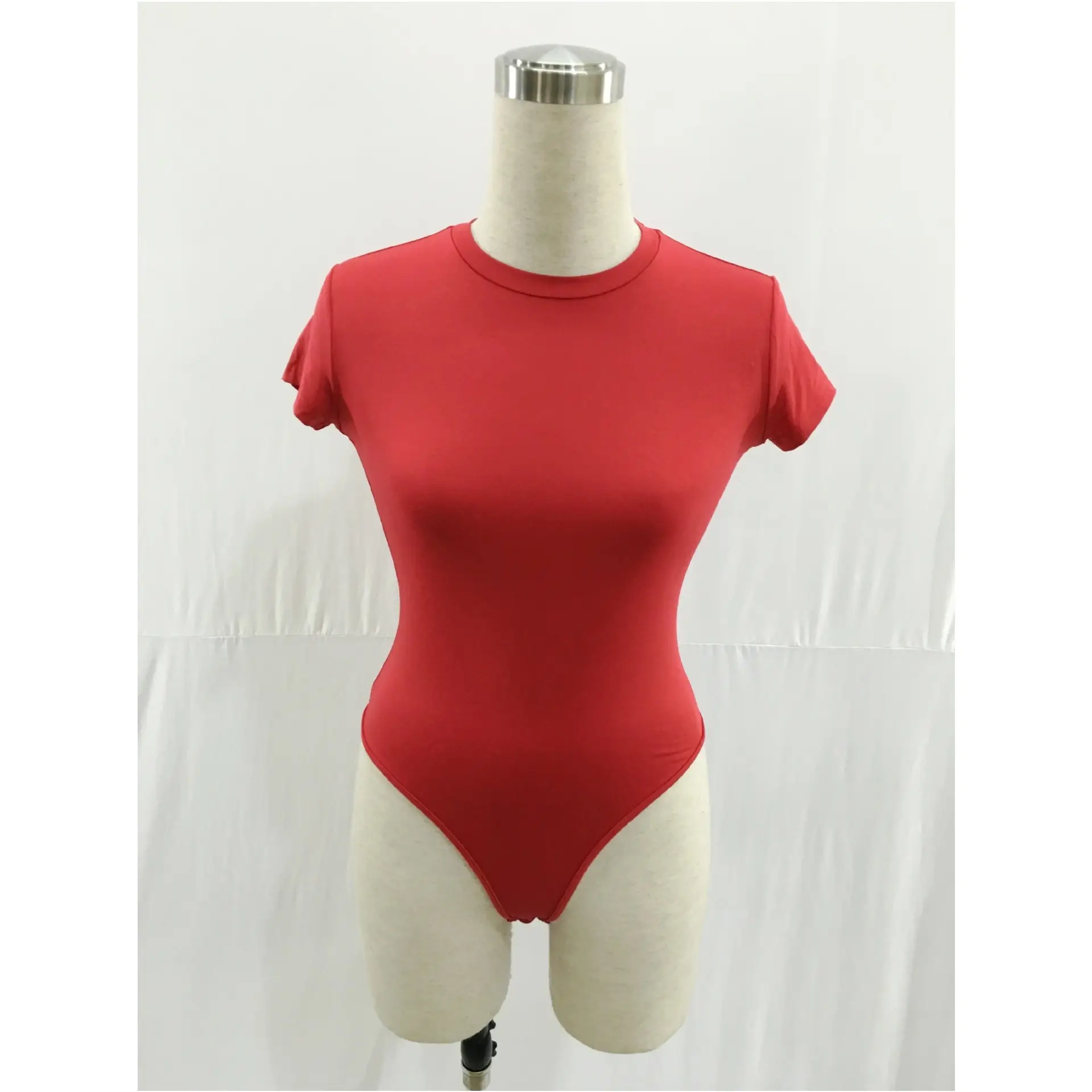 Red Short Sleeve One-Piece Body Suit for Women - Image 3