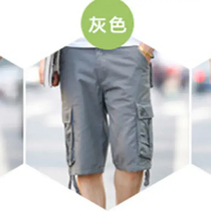 Men's Green Cargo Shorts with 5-Quilted Design - Image 2