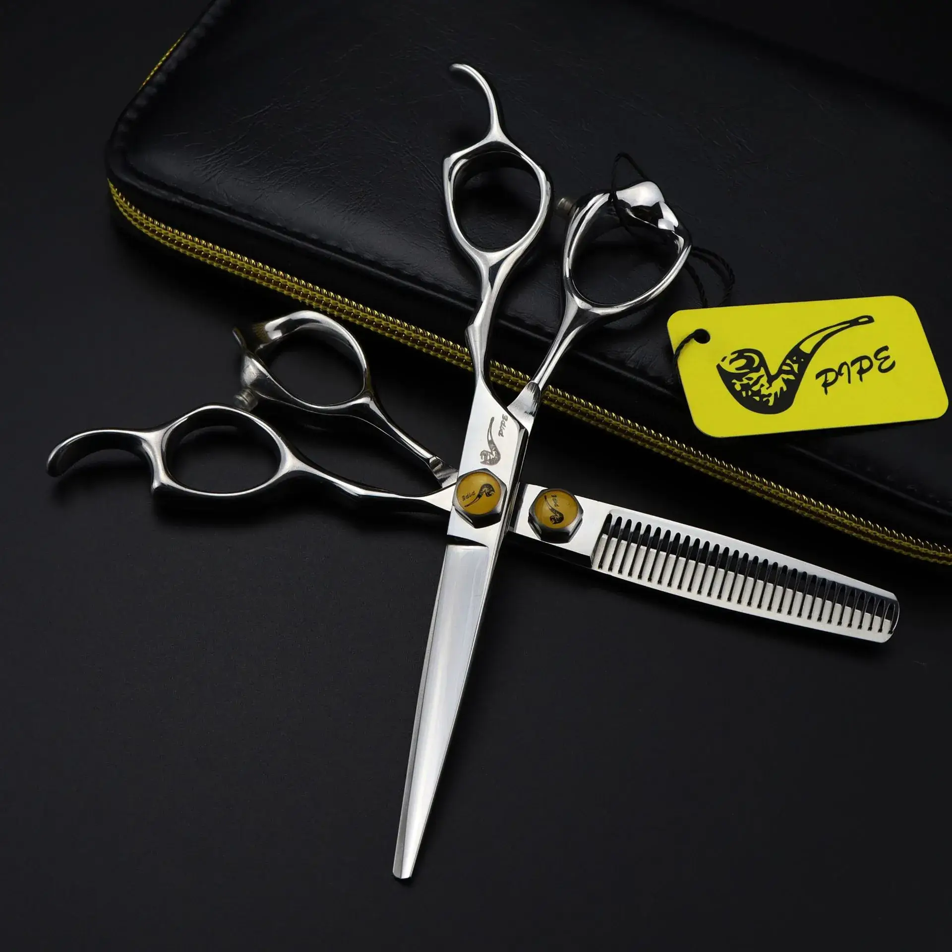 6.0 Inch Turtle Handle Barber Scissors Flat Teeth