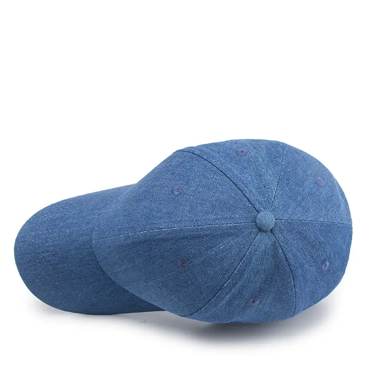 Blue Denim Washed Peaked Hat for Men Women - Image 4