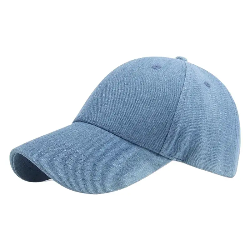 Blue Denim Washed Peaked Hat for Men Women