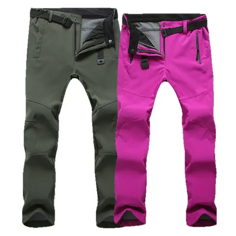 Women Black Fleece Slim Fit Ski Pants Large Winter Waterproof