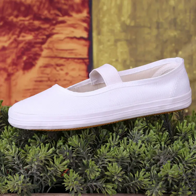 White dance shoes white nurse shoes performance performance gymnastics canvas shoes soft sole workshop work shoes women's shoes - Image 3