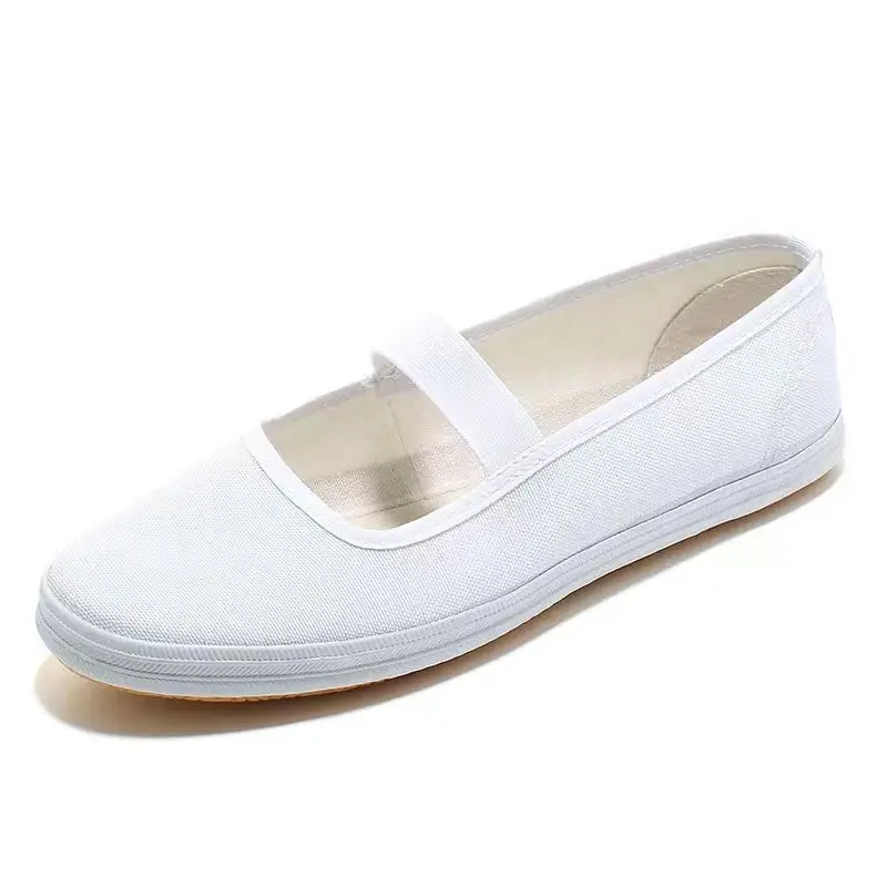 White dance shoes white nurse shoes performance performance gymnastics canvas shoes soft sole workshop work shoes women's shoes - Image 5