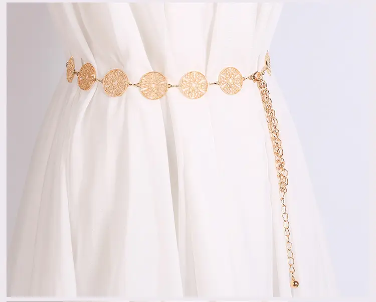 Hollow Circle Metal Waist Chain Belt for Women — feature 17