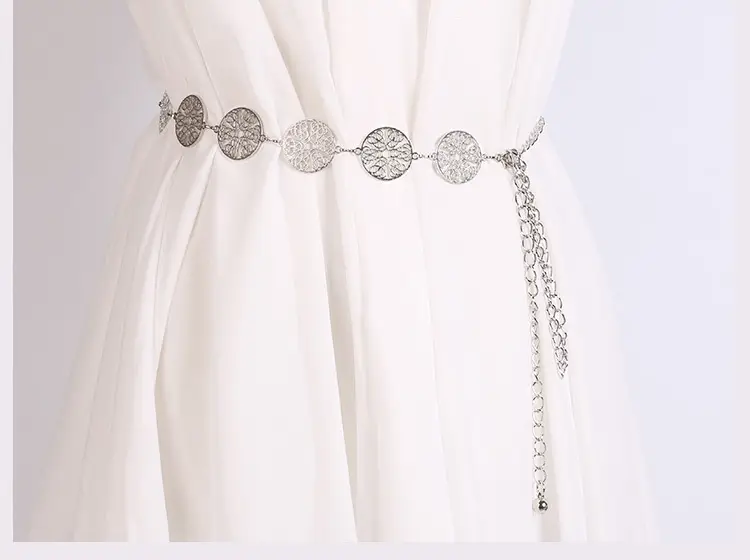 Hollow Circle Metal Waist Chain Belt for Women — feature 18