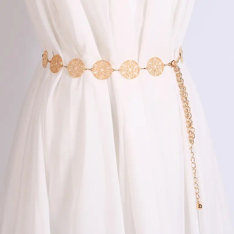 Hollow Circle Metal Waist Chain Belt for Women