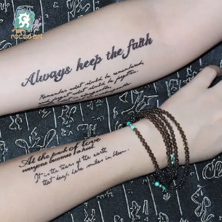 Waterproof English Letter Tattoo Sticker 3D Flower Arm Tattoo - Image 12