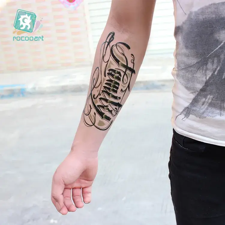 Waterproof English Letter Tattoo Sticker 3D Flower Arm Tattoo — feature 3
