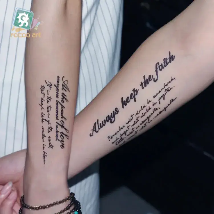 Waterproof English Letter Tattoo Sticker 3D Flower Arm Tattoo — feature 4