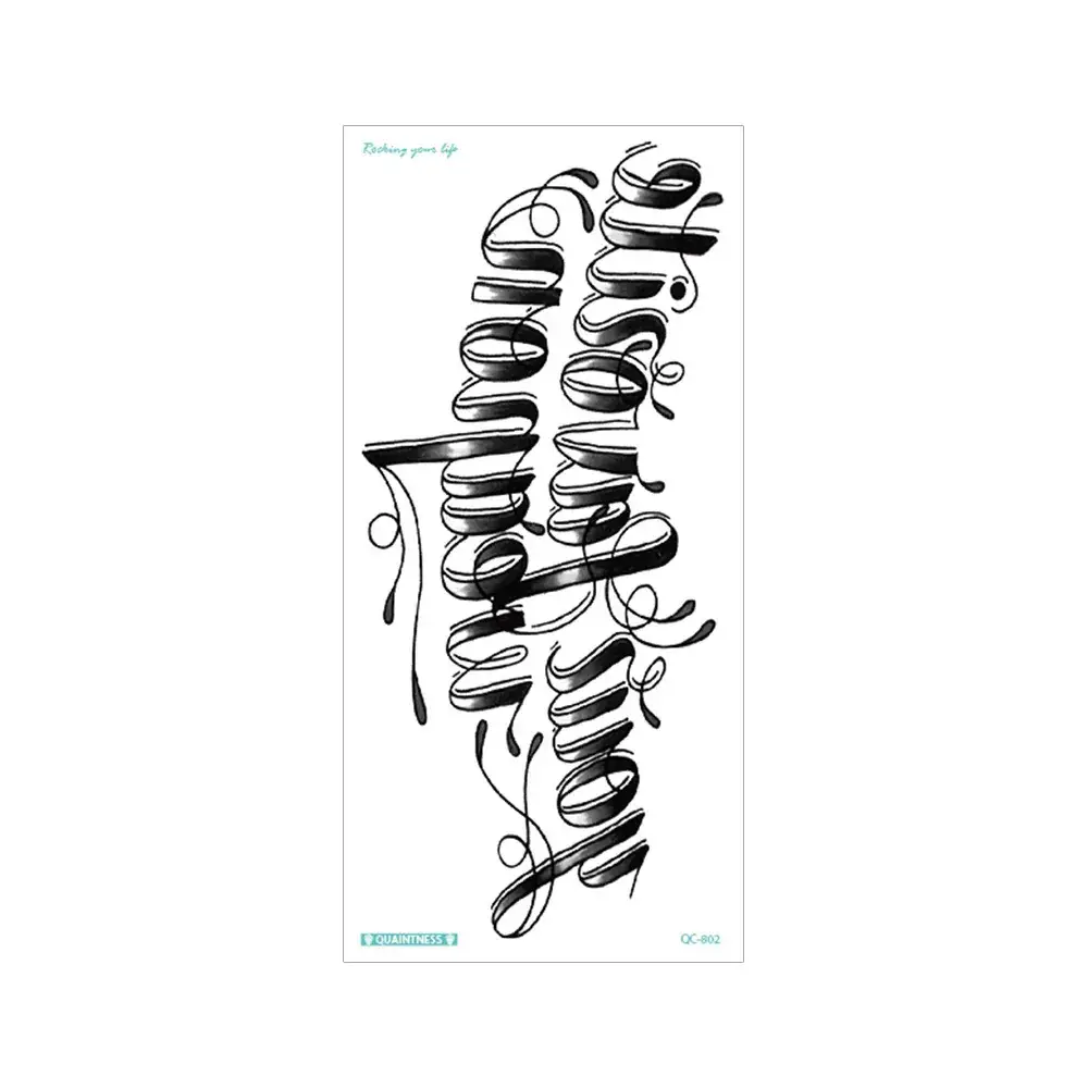 Waterproof English Letter Tattoo Sticker 3D Flower Arm Tattoo - Image 2