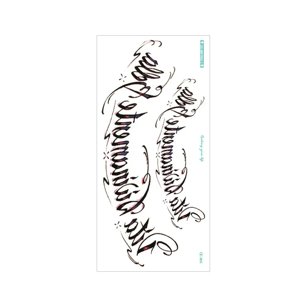 Waterproof English Letter Tattoo Sticker 3D Flower Arm Tattoo - Image 4