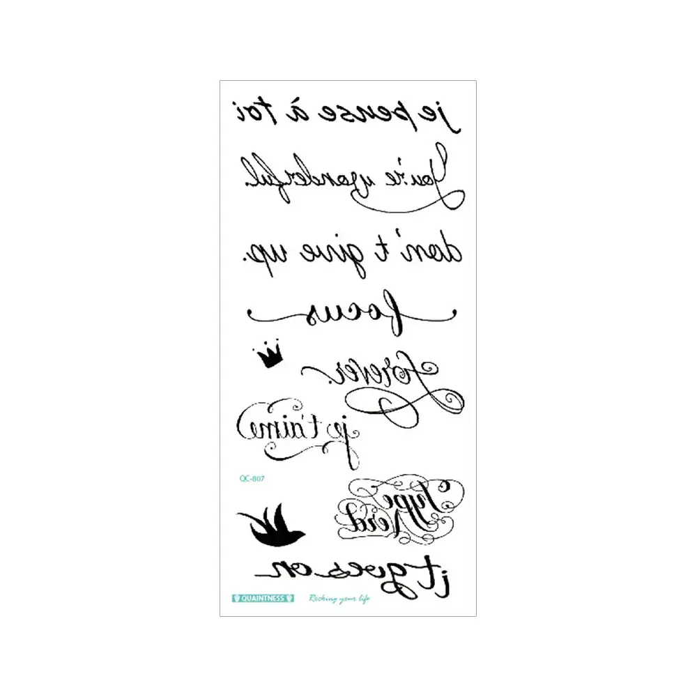 Waterproof English Letter Tattoo Sticker 3D Flower Arm Tattoo - Image 5