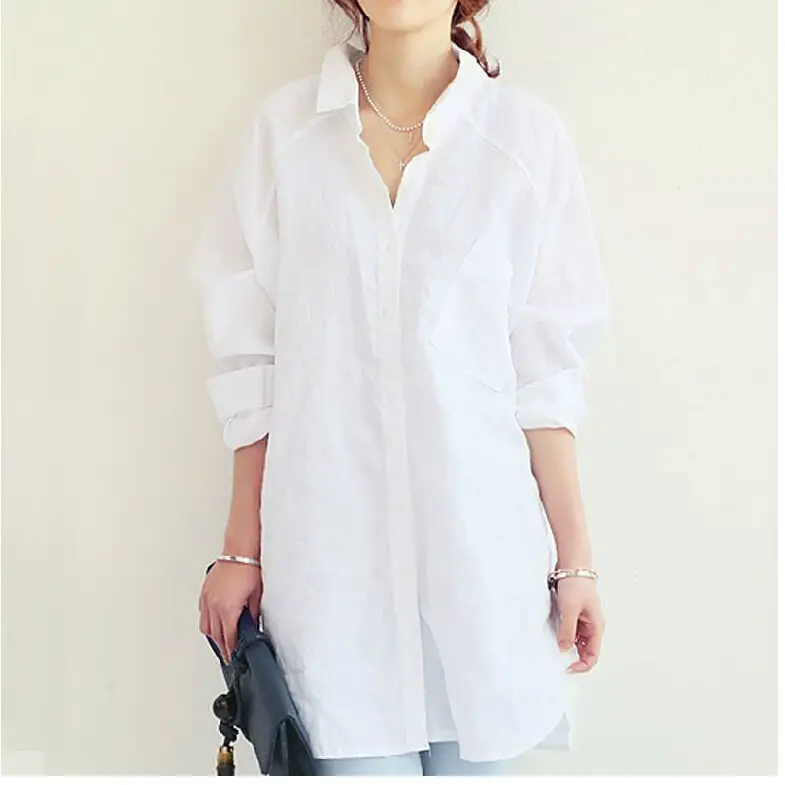 2024 Spring Shirt Loose Plus Size Cotton Linen Dress - Image 4