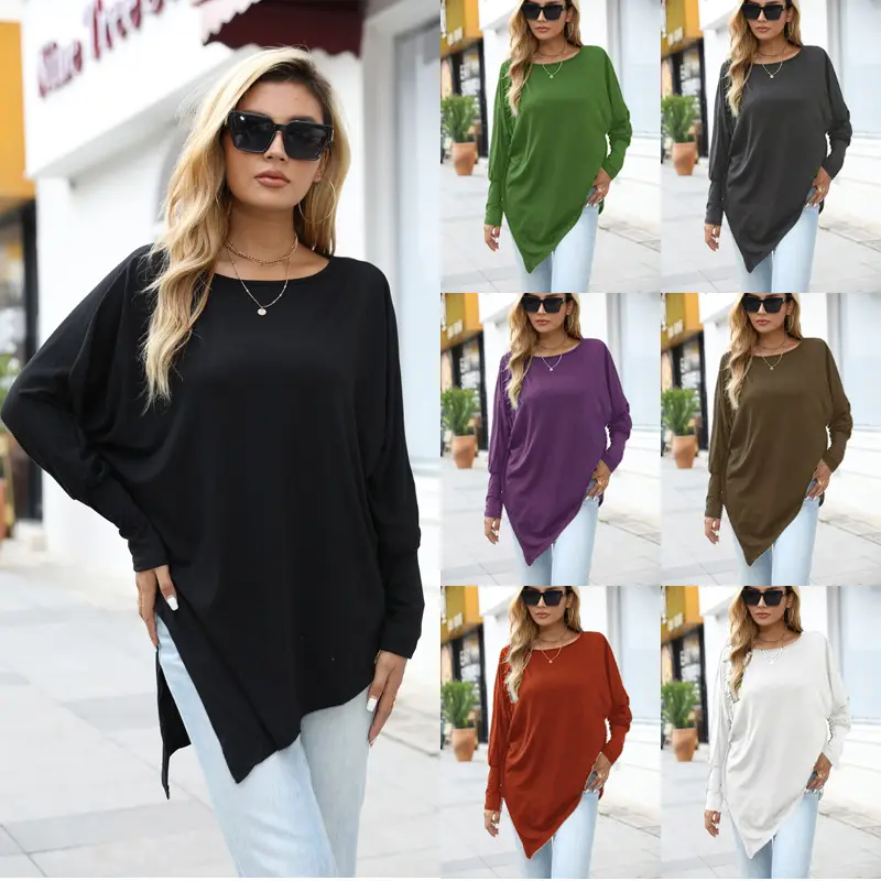 Long Sleeve Irregular T-Shirt Black Large - Image 10